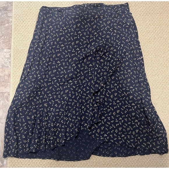 Madewell Women's Size 18W Ruffle-Edge Midi Faux Wrap Skirt in Spring Fling NWT - Picture 4 of 5